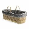 Clair De Lune Grey Star Fleece Palm Moses Basket