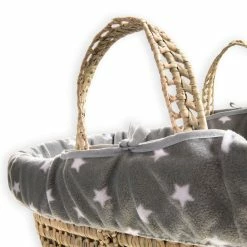 Clair De Lune Grey Star Fleece Palm Moses Basket