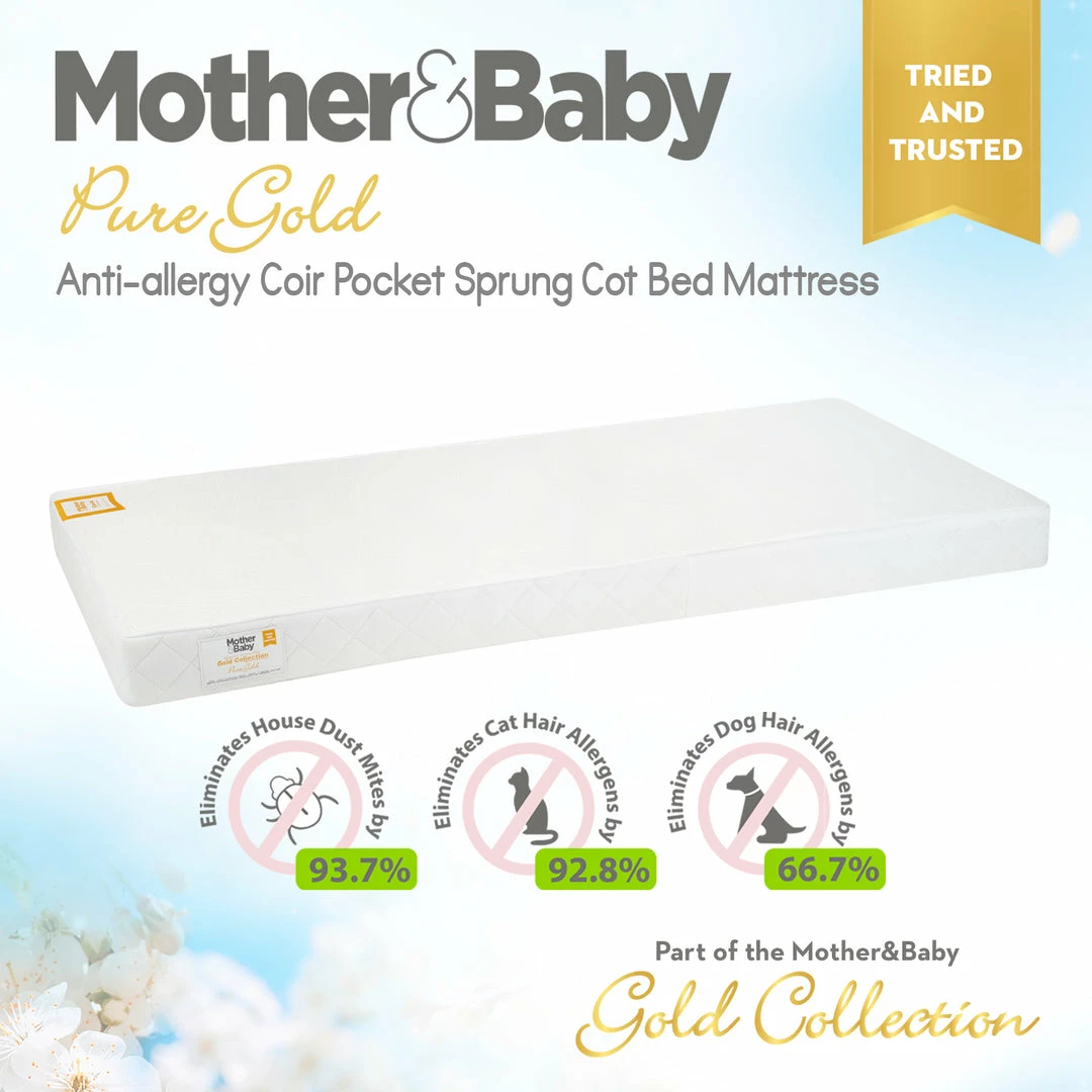 Cuddleco Mattresses Mother&Baby Pure Gold Anti-Allergy Coir Pocket Sprung Cot Bed Mattress