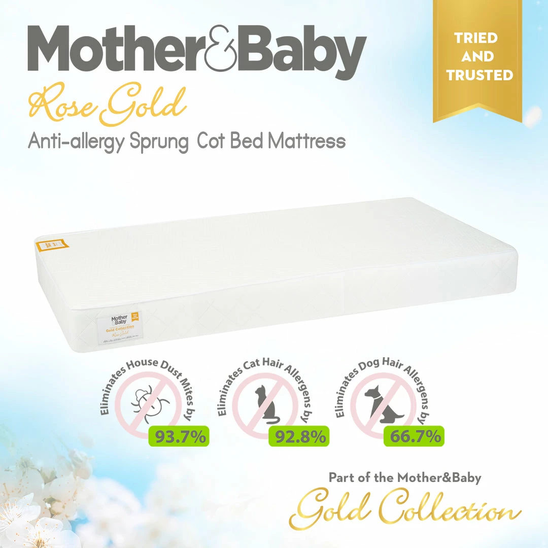 Cuddleco Mother&Baby Rose Gold Anti-Allergy Sprung Cot Bed Mattress Mattresses