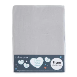 Clair De Lune Micro-Fresh® 2 Pack Fitted Pram Sheets - 85.5 X 36 Cm Soft Sheets