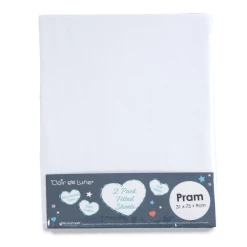 Clair De Lune Micro-Fresh® 2 Pack Fitted Pram Sheets - 85.5 X 36 Cm Soft Sheets