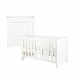 Furniture Cuddleco Aylesbury 2pc Nursery Set - 3 Drawer Dresser/Changer & Cot Bed