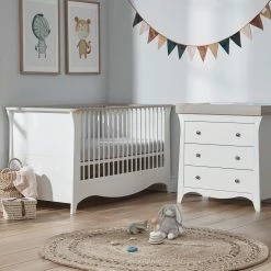 Furniture Cuddleco Clara 2pc Nursery Set - 3 Drawer Dresser/Changer & Cot Bed