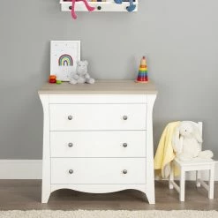 Furniture Cuddleco Clara 2pc Nursery Set - 3 Drawer Dresser/Changer & Cot Bed