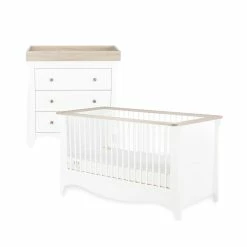 Furniture Cuddleco Clara 2pc Nursery Set - 3 Drawer Dresser/Changer & Cot Bed