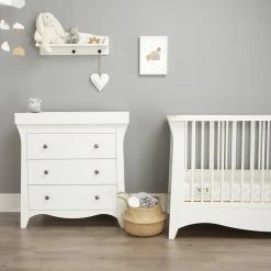 Furniture Cuddleco Clara 2pc Nursery Set - 3 Drawer Dresser/Changer & Cot Bed