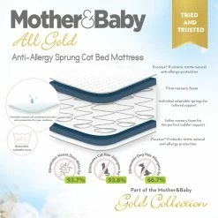Cuddleco Mattresses Mother&Baby White Gold Anti-Allergy Pocket Sprung Cot Mattress