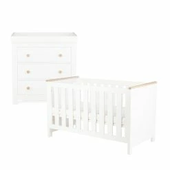 Furniture Cuddleco Aylesbury 2pc Nursery Set - 3 Drawer Dresser/Changer & Cot Bed