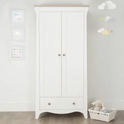 Furniture Cuddleco Clara 3pc Nursery Set - 3 Drawer Dresser/Changer, Cot Bed & Wardrobe