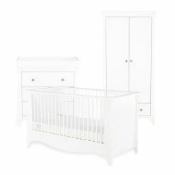 Furniture Cuddleco Clara 3pc Nursery Set - 3 Drawer Dresser/Changer, Cot Bed & Wardrobe