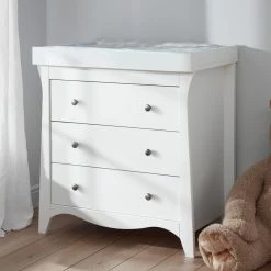 Furniture Cuddleco Clara 3pc Nursery Set - 3 Drawer Dresser/Changer, Cot Bed & Wardrobe