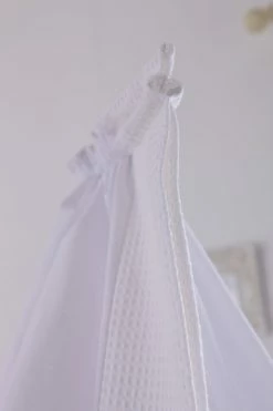 Clair De Lune Waffle White Wicker Moses Basket Starter Set & Deluxe Drape Wicker Moses Baskets