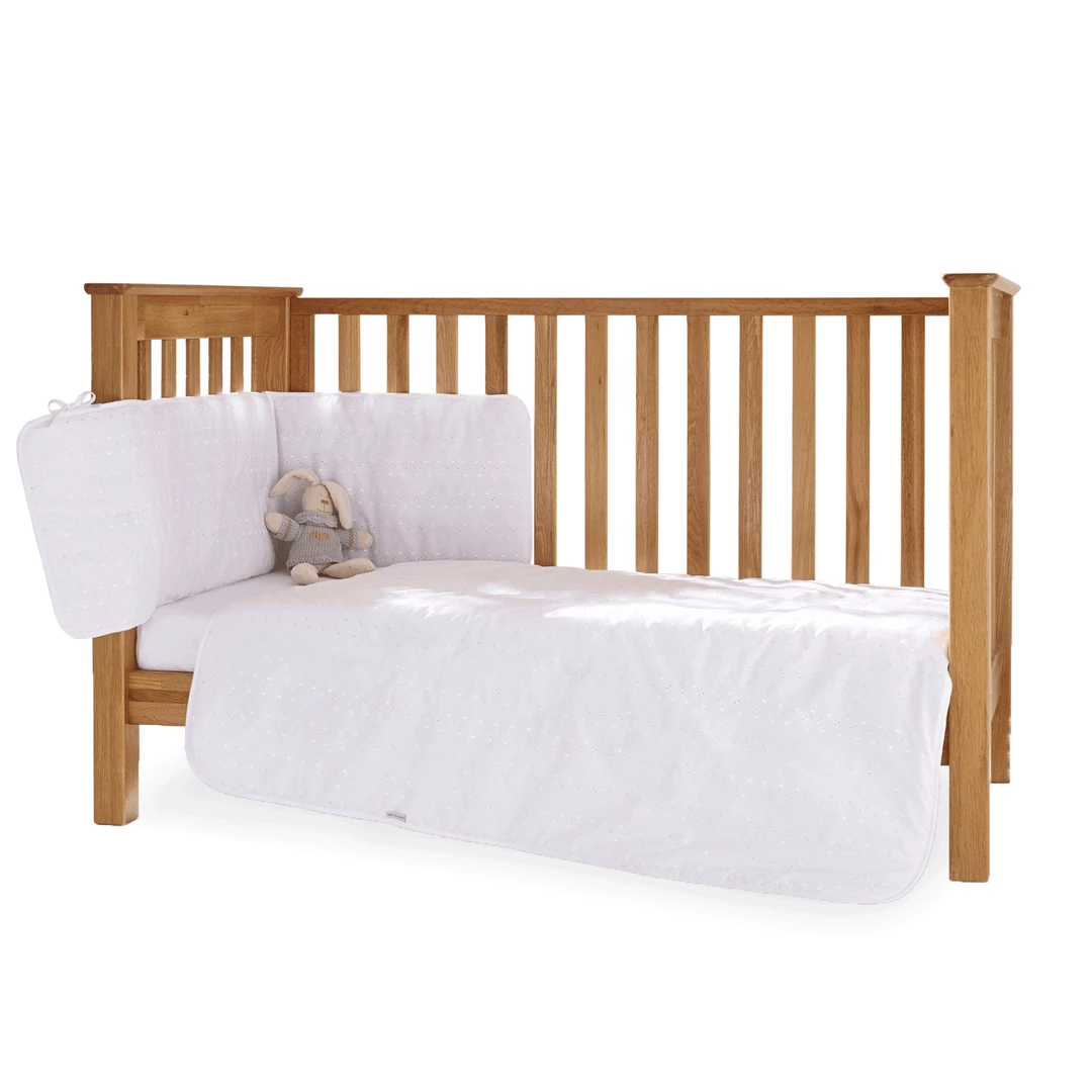 Clair De Lune Cot Bedding Broderie Anglaise 2 Piece White Cot/Cot Bed Set