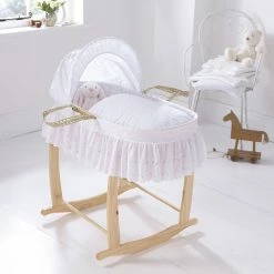 Clair De Lune Moses Baskets & Stands Broderie Anglaise Palm Moses Basket