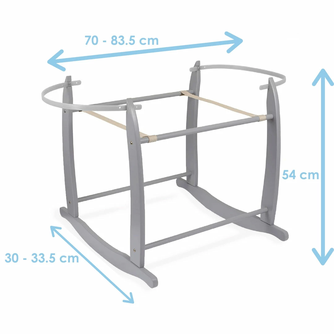 Clair De Lune Deluxe Grey Moses Basket Rocking Stand Moses Baskets & Stands
