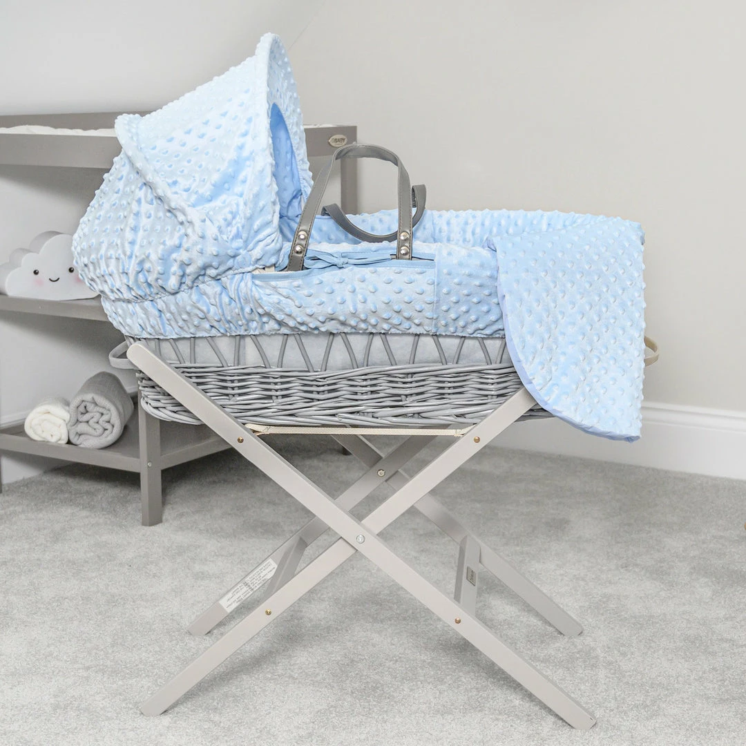 Clair De Lune Dimple Grey Wicker Moses Basket Moses Baskets & Stands