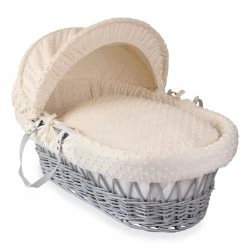Clair De Lune Dimple Grey Wicker Moses Basket Moses Baskets & Stands