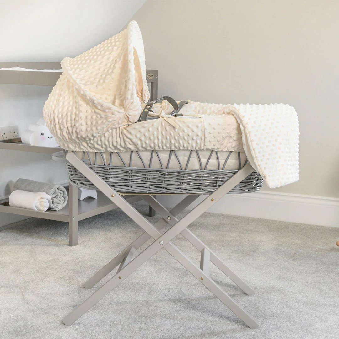 Clair De Lune Dimple Grey Wicker Moses Basket Moses Baskets & Stands