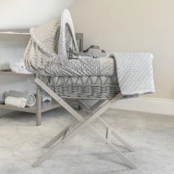 Clair De Lune Dimple Grey Wicker Moses Basket Moses Baskets & Stands