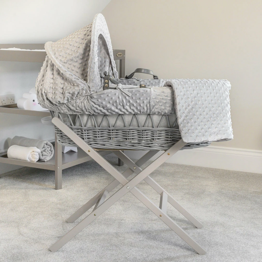 Clair De Lune Dimple Grey Wicker Moses Basket Moses Baskets & Stands
