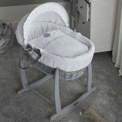 Clair De Lune Over The Moon Grey Wicker Moses Basket Moses Baskets & Stands