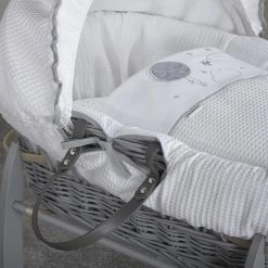 Clair De Lune Over The Moon Grey Wicker Moses Basket Moses Baskets & Stands