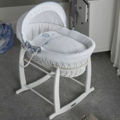 Clair De Lune Over The Moon White Wicker Moses Basket Moses Baskets & Stands
