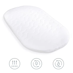 Clair De Lune Quilted Microfibre Wicker Moses Basket Mattress (65 X 28 Cm)