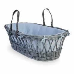 Clair De Lune Baby Love Grey Wicker Moses Basket Moses Baskets & Stands