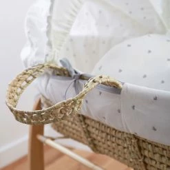 Clair De Lune Lullaby Hearts Palm Moses Basket Moses Baskets & Stands