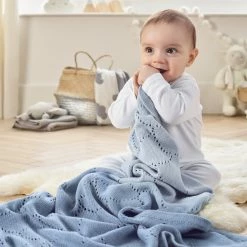 Clair De Lune Cotton Ombré Pointelle Blanket