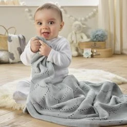 Clair De Lune Cotton Ombré Pointelle Blanket