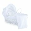 Clair De Lune Broderie Anglaise White Wicker Moses Basket