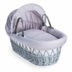 Clair De Lune Cotton Dream Grey Wicker Moses Basket