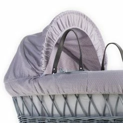 Clair De Lune Cotton Dream Grey Wicker Moses Basket