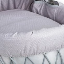 Clair De Lune Cotton Dream Grey Wicker Moses Basket