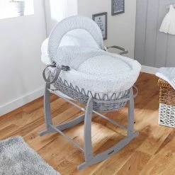 Clair De Lune Deluxe Grey Moses Basket Rocking Stand Moses Baskets & Stands