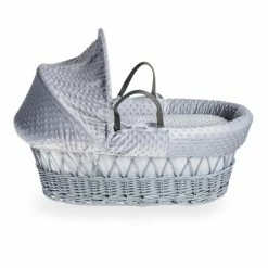 Clair De Lune Dimple Grey Wicker Moses Basket Moses Baskets & Stands