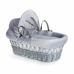 Clair De Lune Dimple Grey Wicker Moses Basket Moses Baskets & Stands
