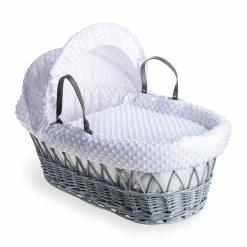 Clair De Lune Dimple Grey Wicker Moses Basket Moses Baskets & Stands