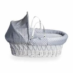 Clair De Lune Dimple White Wicker Moses Basket