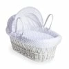 Clair De Lune Dimple White Wicker Moses Basket