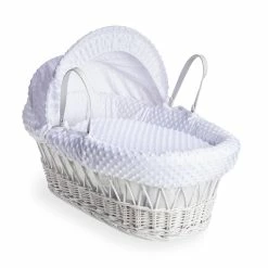 Clair De Lune Dimple White Wicker Moses Basket