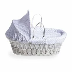 Clair De Lune Dimple White Wicker Moses Basket