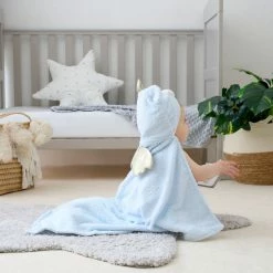 Clair De Lune Cosy Blankets Little Bear Hooded Blanket In Blue