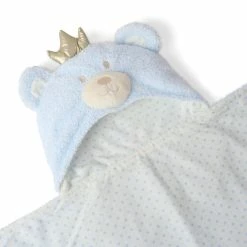 Clair De Lune Cosy Blankets Little Bear Hooded Blanket In Blue