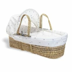 Clair De Lune Lullaby Hearts Palm Moses Basket Moses Baskets & Stands
