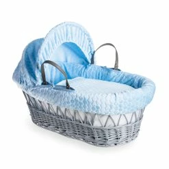 Clair De Lune Marshmallow Grey Wicker Moses Basket