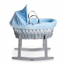 Clair De Lune Marshmallow Grey Wicker Moses Basket